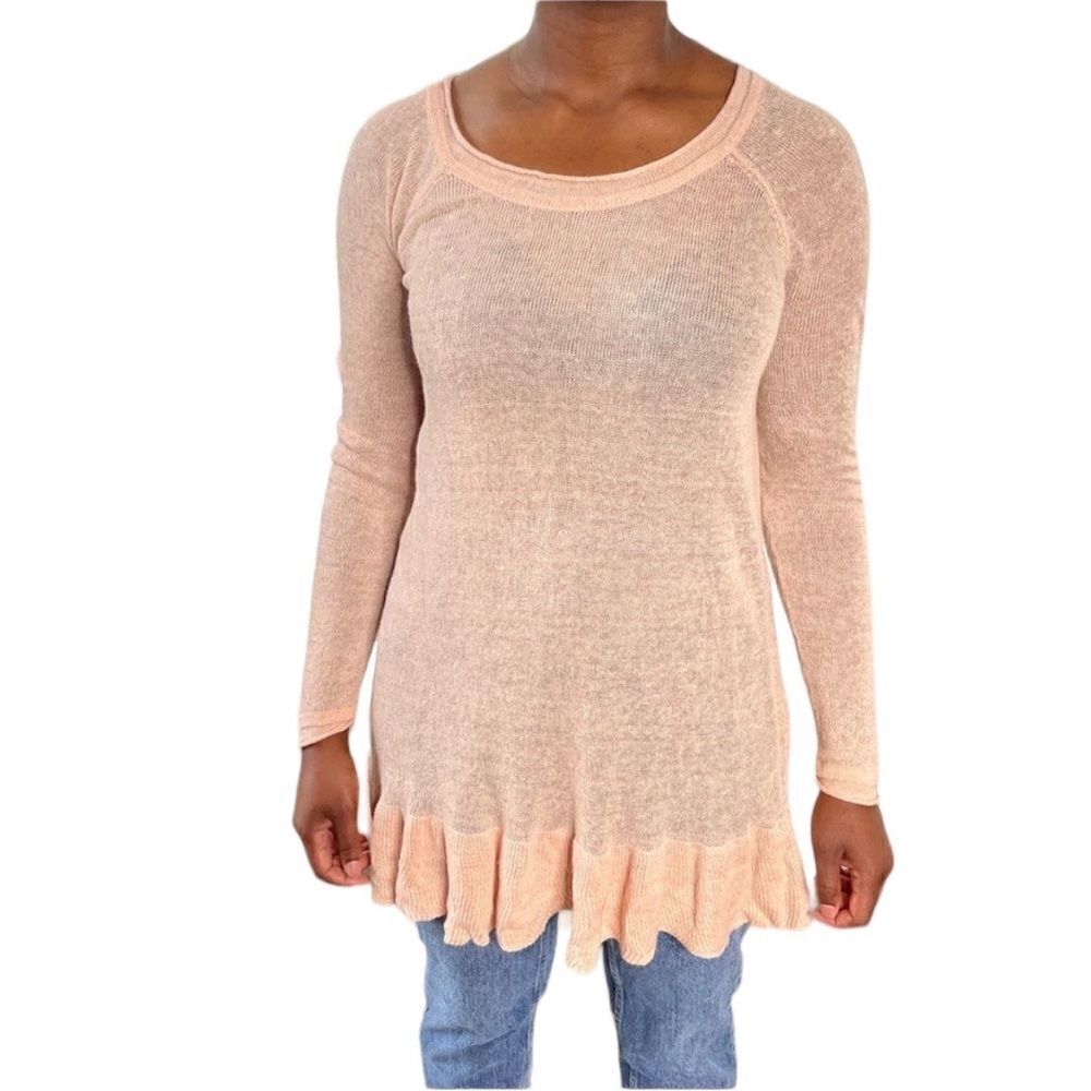 REVOLVE Free People Sweater XS Pullover Lightweight 100% Linen Tunic Pink